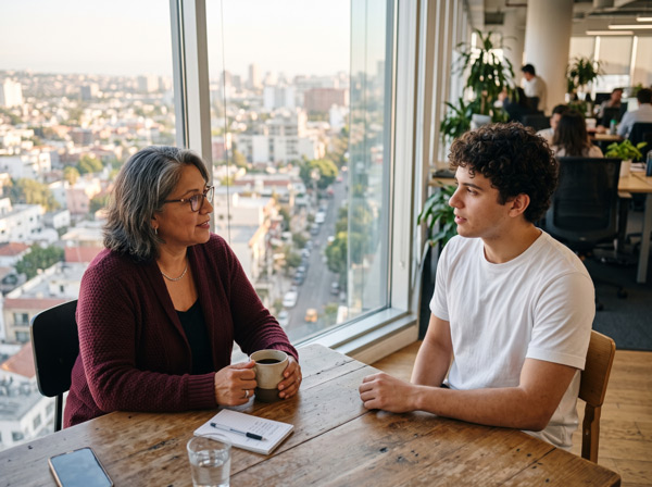 A manager in a one-to-one with a team member